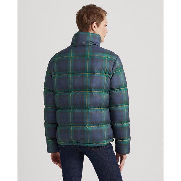 Blue/Green Multi Plaid Quilted Down Coat Lauren 5