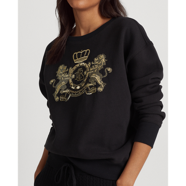 Polo Black Beaded-Crest Fleece Sweatshirt Lauren Petite 6