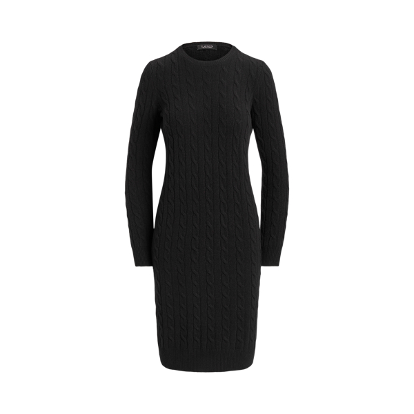 Cable-Knit Wool-Cashmere Sweater Dress Lauren Petite 1