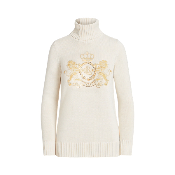 Intarsia-Knit Cotton Turtleneck Sweater Lauren Petite 1