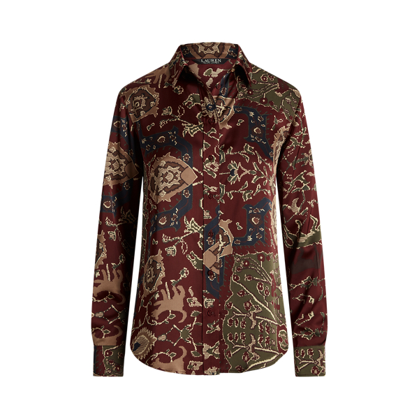 Charmeuse overhemd met print Lauren Petite in 1