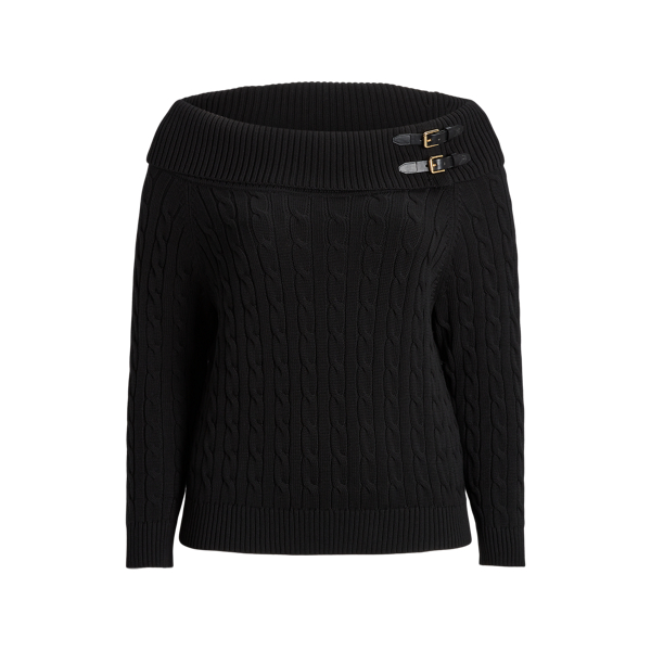 Off-the-Shoulder Cable-Knit Sweater Lauren Woman 1