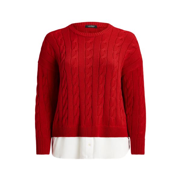 Layered Cable-Knit Sweater Lauren Woman 1