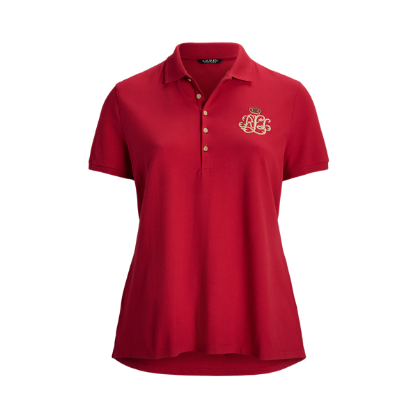 Beaded-Logo Piqu&eacute; Polo Shirt