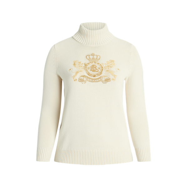 Intarsia-Knit Cotton Turtleneck Sweater Lauren Woman 1