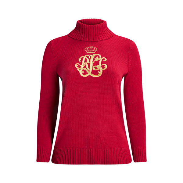 Intarsia-Knit Cotton Turtleneck Sweater Lauren Woman 1