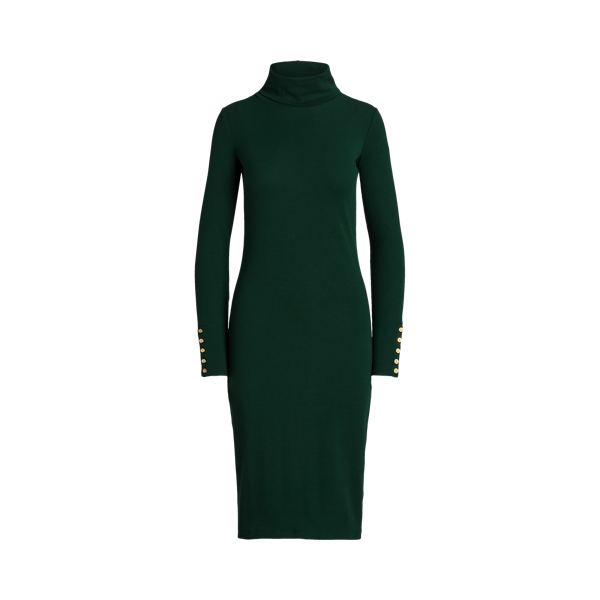 Moss Agate Cotton-Blend Turtleneck Dress Lauren 2