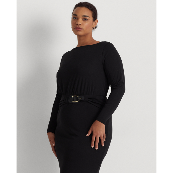 Polo Black Buckle-Trim Jersey Dress Lauren Woman 4