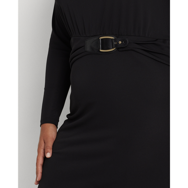 Polo Black Buckle-Trim Jersey Dress Lauren Woman 6