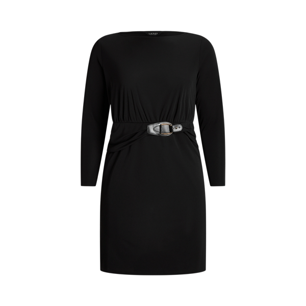 Polo Black Buckle-Trim Jersey Dress Lauren Woman 2