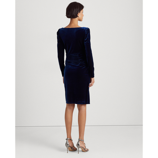 Lighthouse Navy Velvet Puff-Sleeve Cocktail Dress Lauren 5