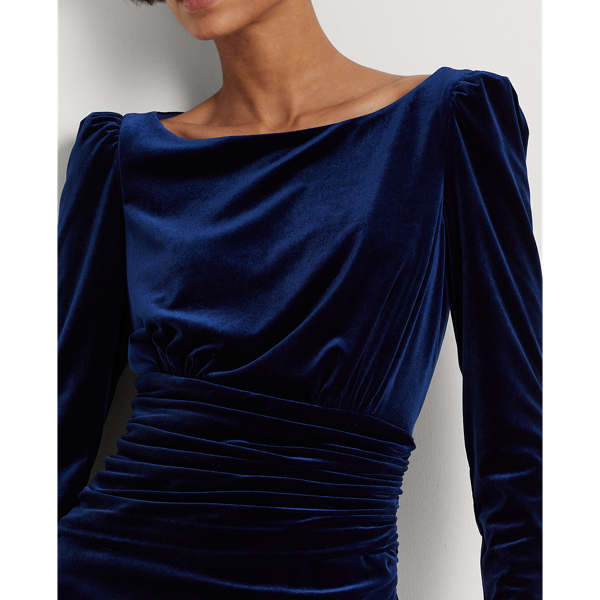 Lighthouse Navy Velvet Puff-Sleeve Cocktail Dress Lauren 6