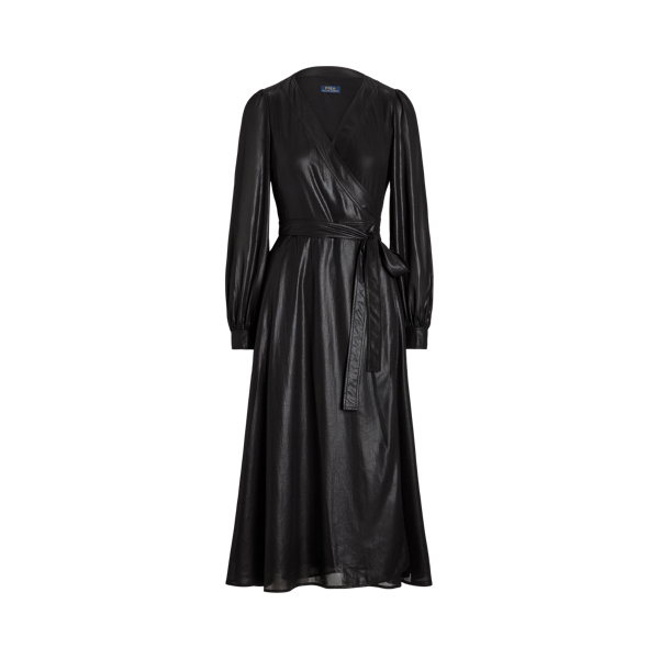 Lamé Wrap Cocktail Midi Dress