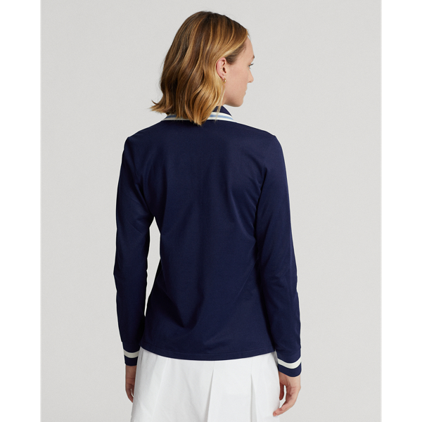 Navy Tailored Fit Long-Sleeve Polo Shirt RLX 5