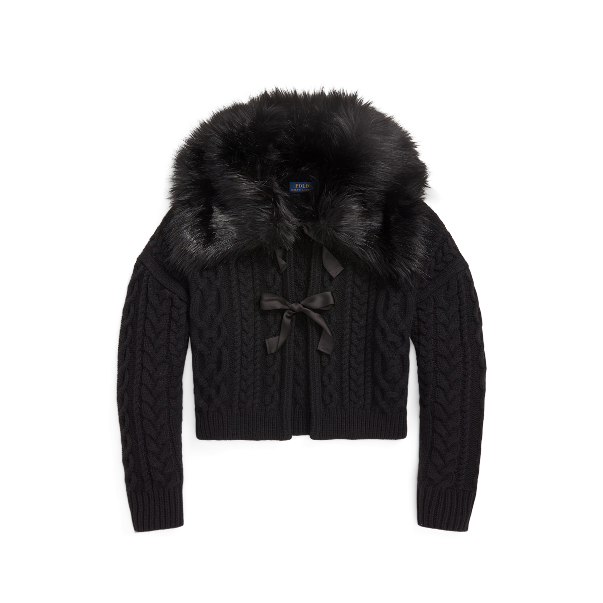 Black sweater with fur collar hotsell