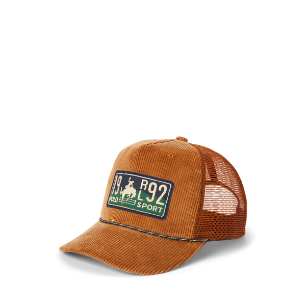 Casquette &agrave; patch logo en velours c&ocirc;tel&eacute;