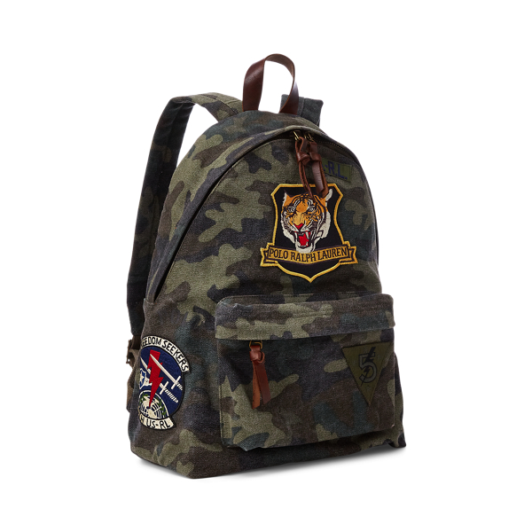 Tiger-Patch Camo Canvas Backpack