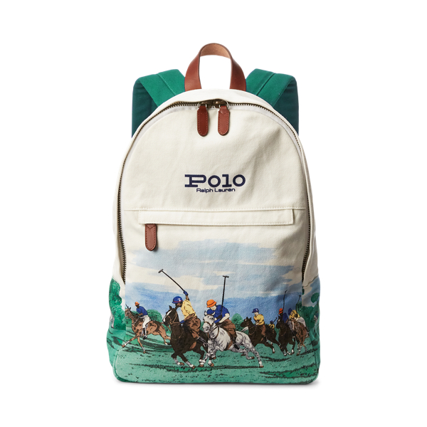 Equestrian Print Canvas Backpack for Men Ralph Lauren UK