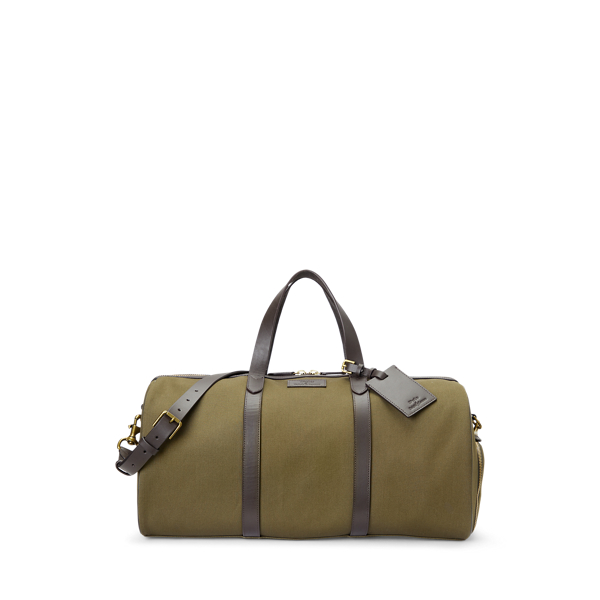 Canvas weekendtas met leren afwerking