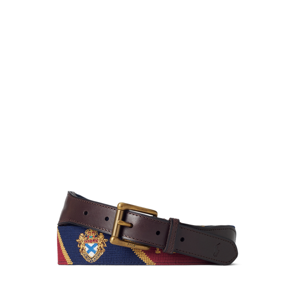 Crest Needlepoint Belt Polo Ralph Lauren 1