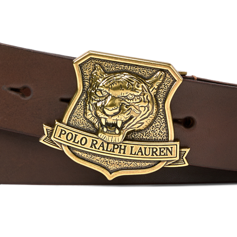 Мужской ремень Ralph Lauren Tiger-Buckle Leather, цвет: Коричневый