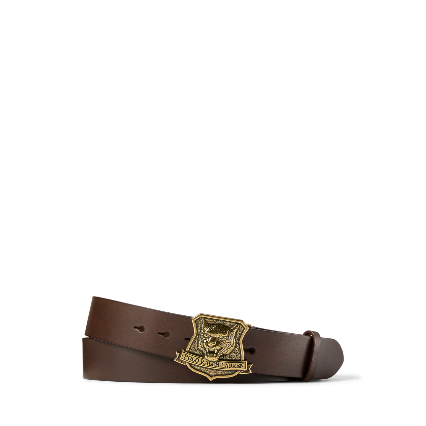 Мужской ремень Ralph Lauren Tiger-Buckle Leather Belt, цвет: Коричневый — фото 3