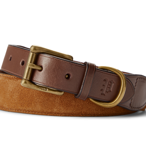 Мужской ремень Ralph Lauren Leather-Trim Suede, цвет: Рыжевато-коричневый