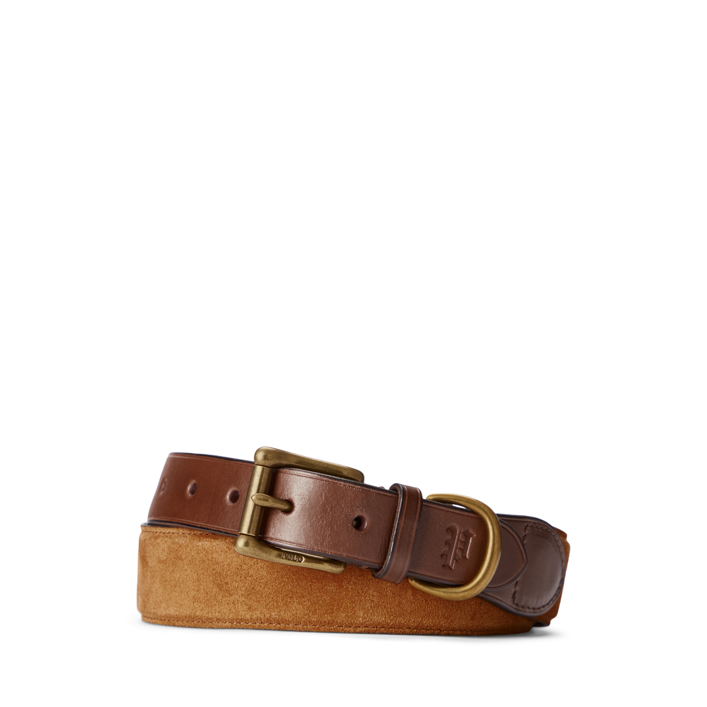 Мужской ремень Ralph Lauren Leather-Trim Suede, цвет: Рыжевато-коричневый — фото 2