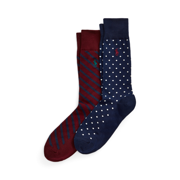 Navy/ Burgandy Polka-Dot & Striped Trouser Sock 2-Pack Polo Ralph Lauren 1