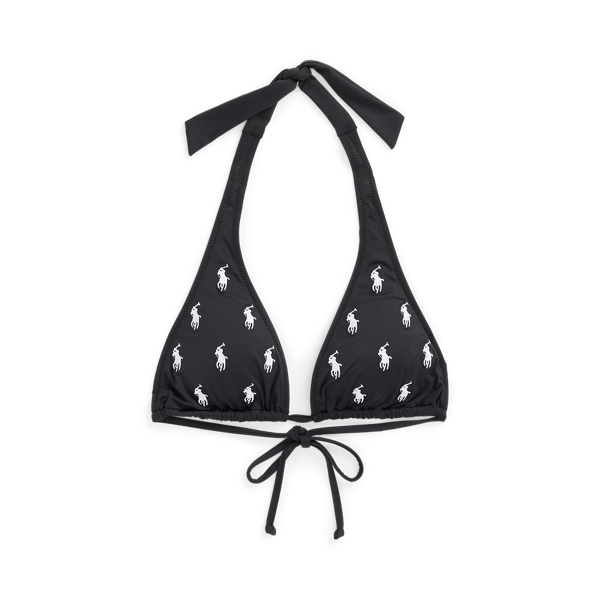 Two-Tone All-over Pony Halter Bikini Top Polo Ralph Lauren 1