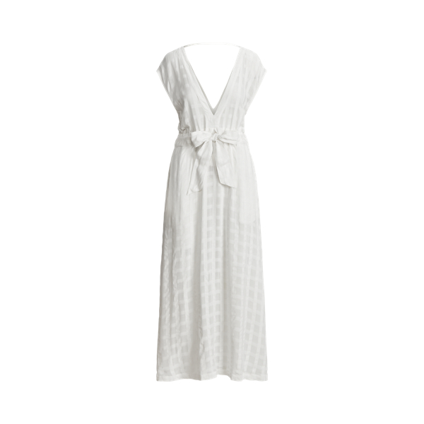 White Plaid Translucent Cover-Up Maxidress Polo Ralph Lauren 2