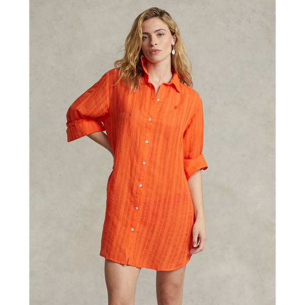 Cover-up-Hemd aus Baumwolle und Leinen Polo Ralph Lauren in Tangelo 3