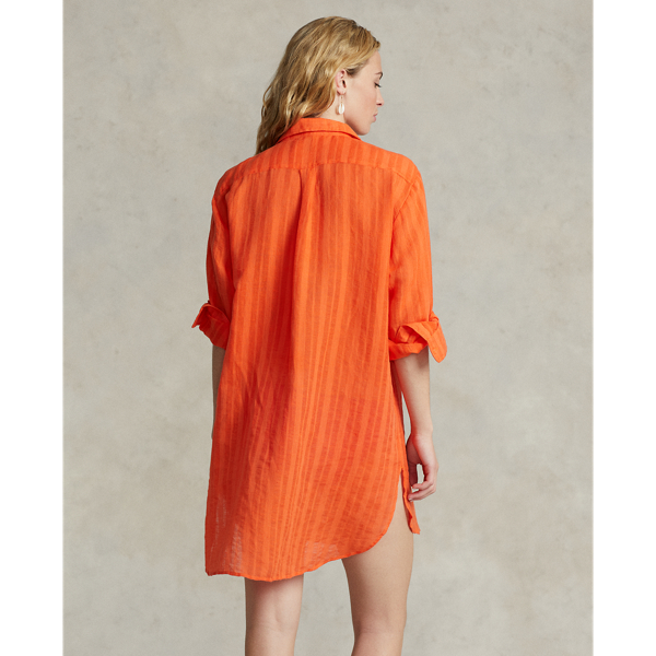 Cover-up-Hemd aus Baumwolle und Leinen Polo Ralph Lauren in Tangelo 4