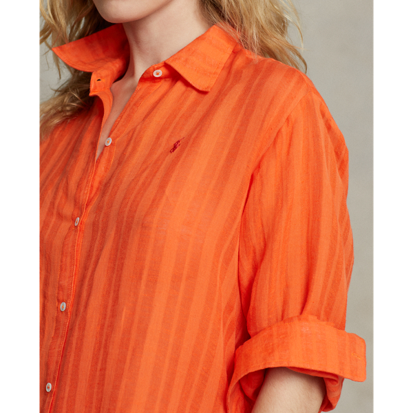 Cover-up-Hemd aus Baumwolle und Leinen Polo Ralph Lauren in Tangelo 5