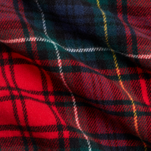 Red Plaid Plaid Fringe Wool Scarf Polo Ralph Lauren 2