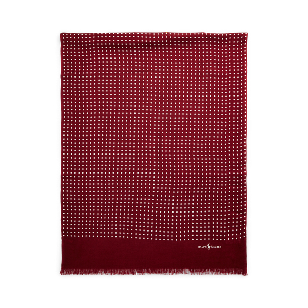Wine/Cream Polka-Dot Wool-Cashmere Scarf Polo Ralph Lauren 2