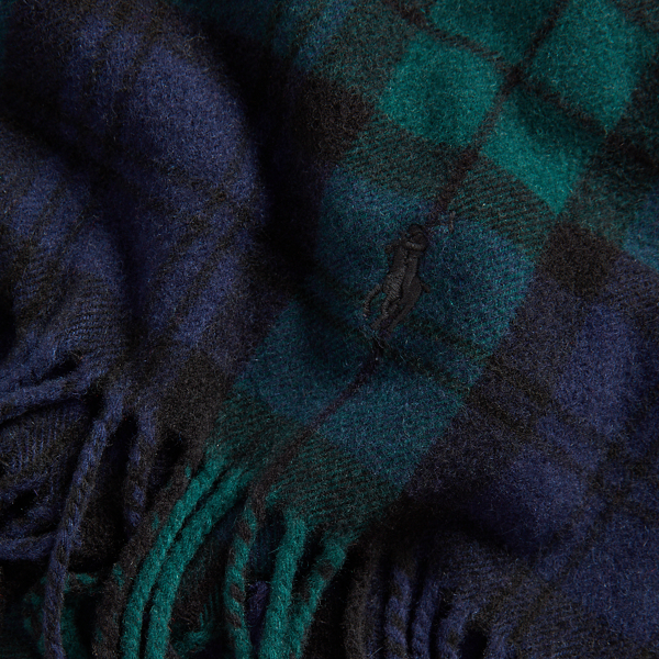 Blackwatch Tartan Plaid Wool-Cashmere Scarf Polo Ralph Lauren 2