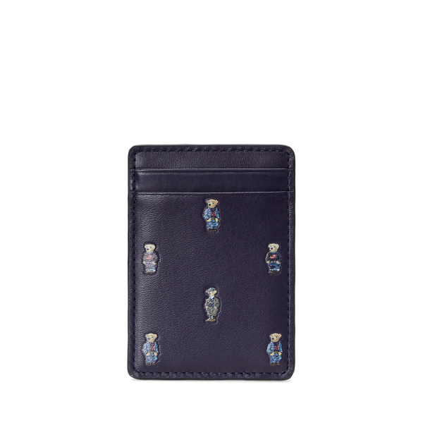 Portacarte magnetico Polo Bear in pelle da uomo Ralph Lauren IT