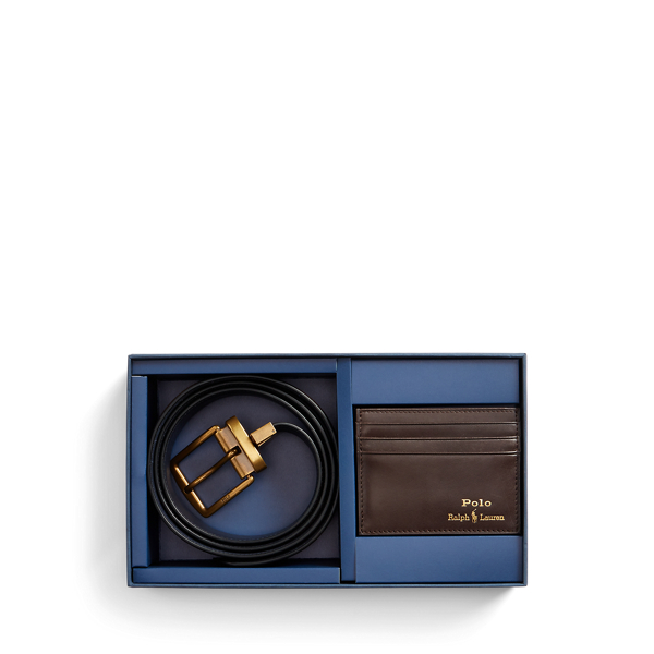 Leather Belt &amp; Card Case Gift Set