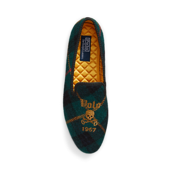 Keys And Skull Paxton Bullion Plaid Wool Slipper Polo Ralph Lauren 4