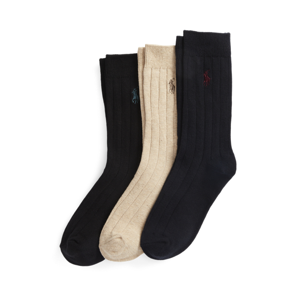 Navy Ribbed Cotton-Blend Dress Sock 3-Pack Boys 8-20 1