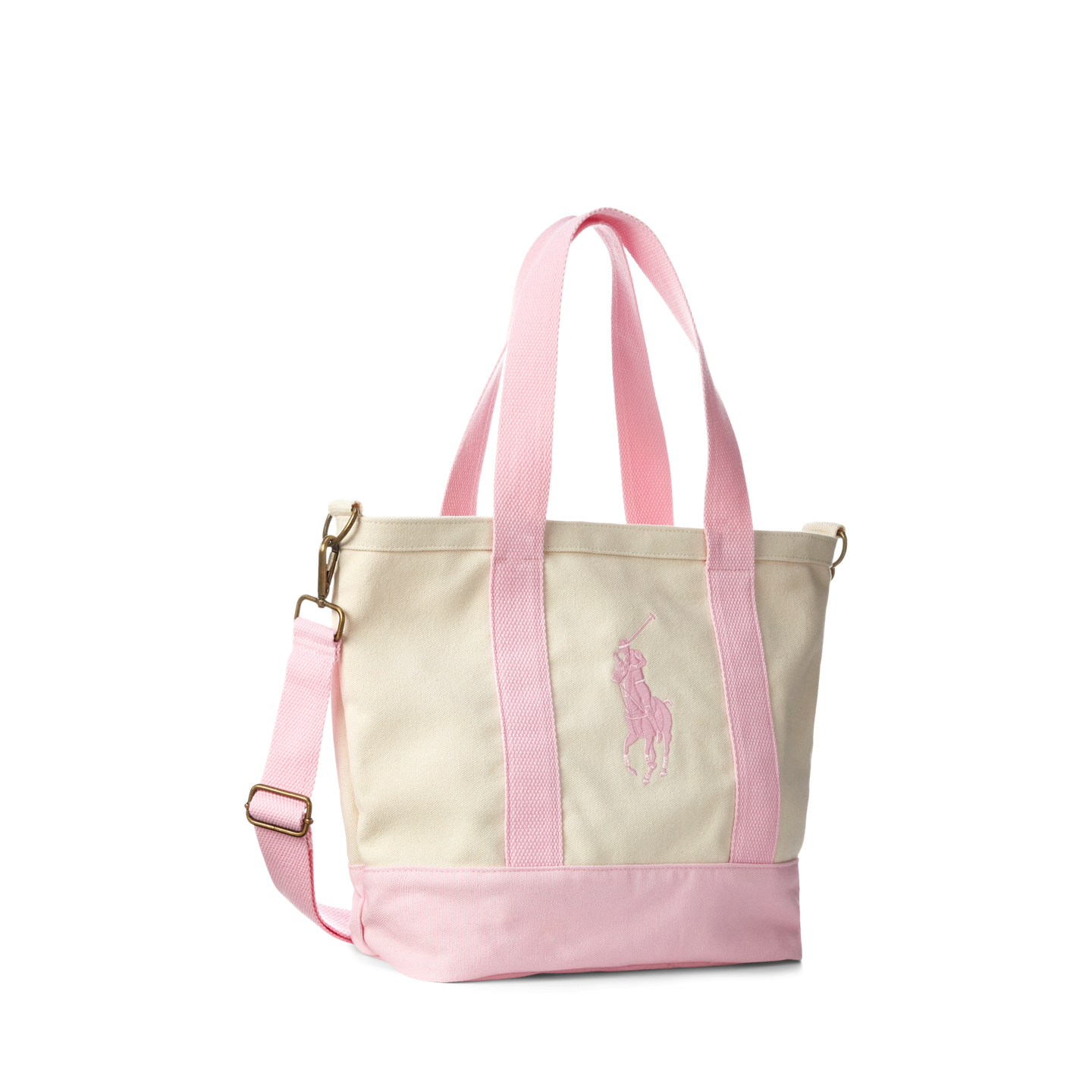 Детская сумка Ralph Lauren Big Pony Cotton Canvas Tote, цвет: Белый / Розовый — фото 1