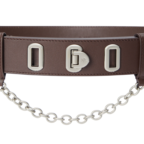 Chestnut Brown Flip-Lock Leather Wide Belt Lauren 2