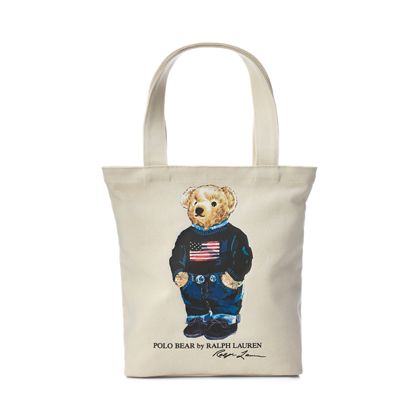 Natural Polo Bear Cotton Canvas Tote Boys 1