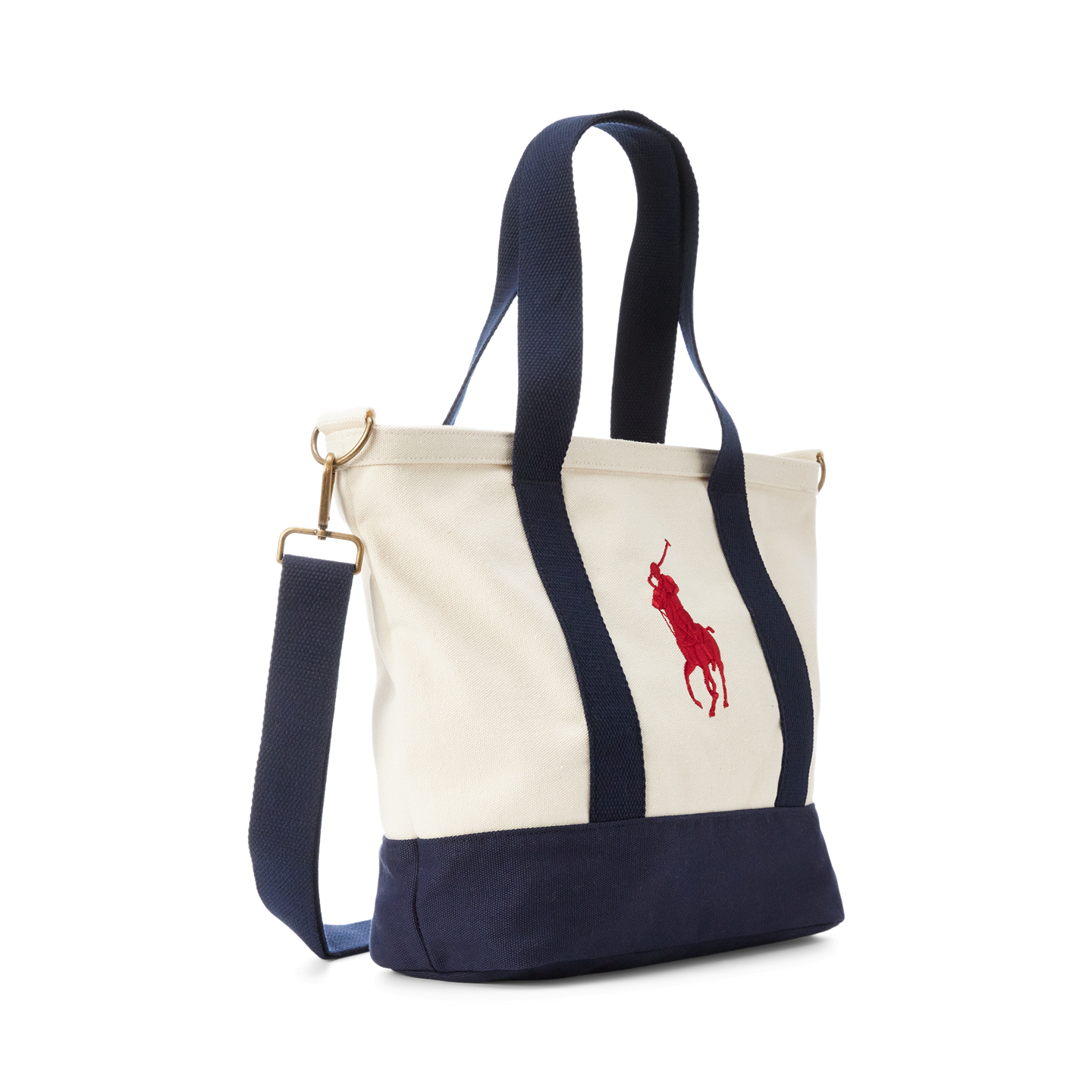 Детская сумка Ralph Lauren Big Pony Cotton Canvas Tote, цвет: Белый / Тёмно-синий — фото 1