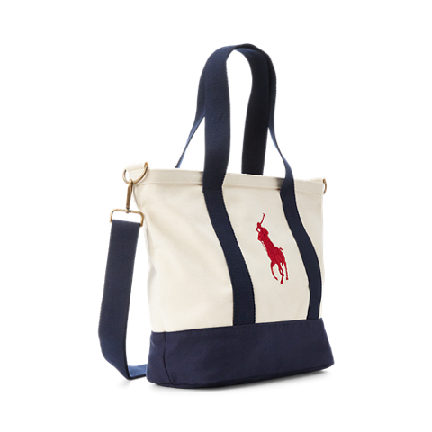 Детская сумка Ralph Lauren Big Pony Cotton Canvas Tote, цвет: Белый / Тёмно-синий