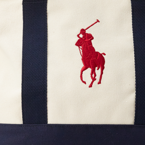 Big Pony Cotton Canvas Tote Boys/Girls in White/Newport Navy 6