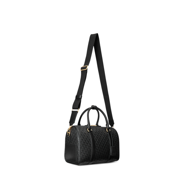 Black Debossed Leather Medium Kaden Satchel Lauren 3