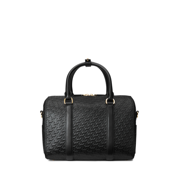 Black Debossed Leather Medium Kaden Satchel Lauren 4