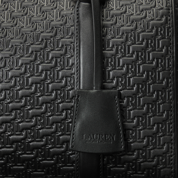 Black Debossed Leather Medium Kaden Satchel Lauren 6